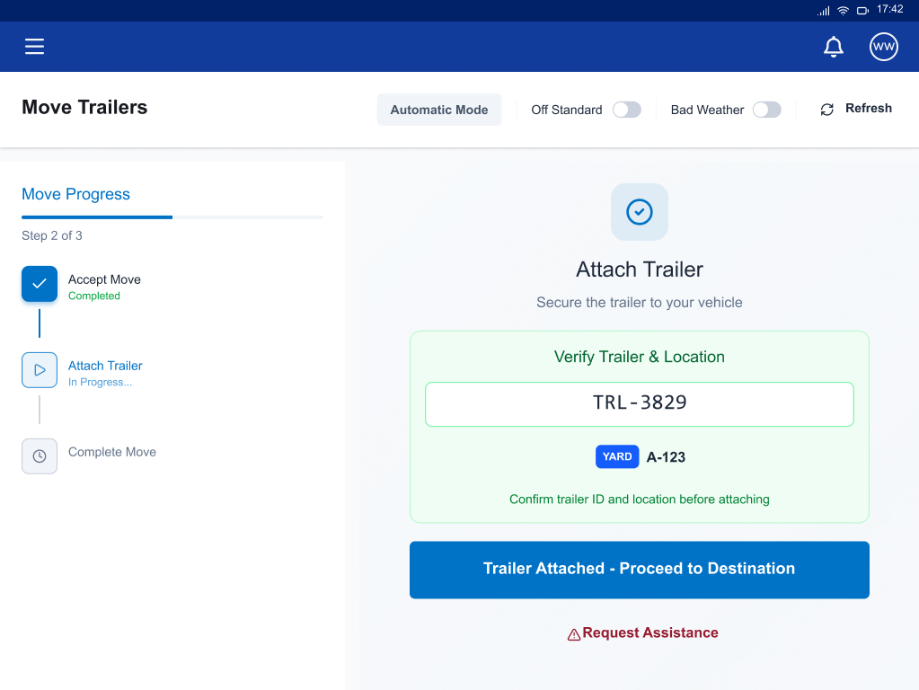 Attach Trailer interface