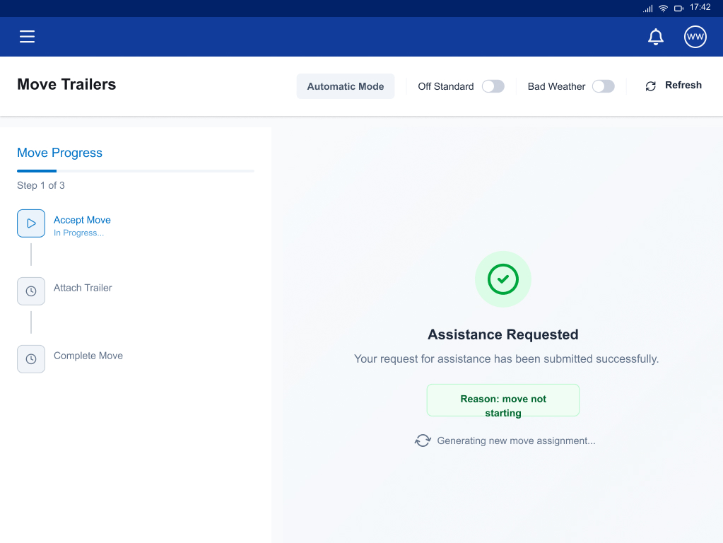 Assistance Requested success screen